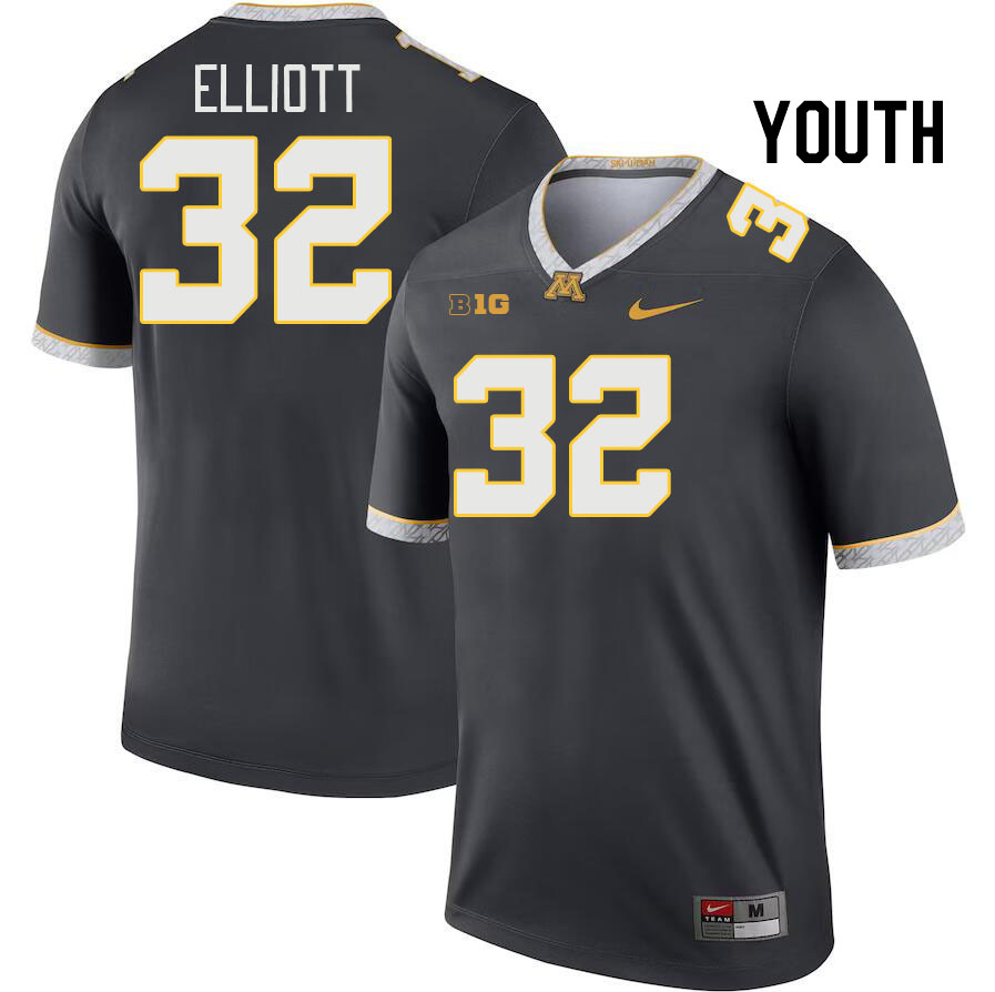 Youth #32 Alex Elliott Minnesota Golden Gophers College Football Jerseys Stitched Sale-Charcoal